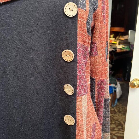 Radzoli Womens Asymmetrical Button Cowl Neck Patchwork Tunic Dress Small - Picture 8 of 10